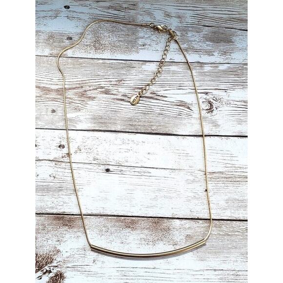 Aldo Necklace Gold Tone Statement Bar Style Necklace - Picture 2 of 4